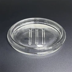 طبق صابون زجاجي شفاف مع تلال مرتفعة